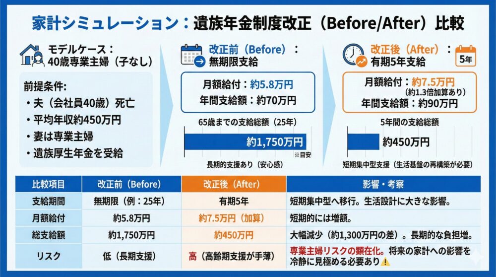 【家計シミュレーション】改正前/改正後/Before/After/収支と総額の変化