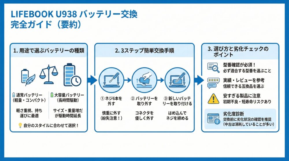 🪫 バッテリーは交換すべき？LIFEBOOK U938の劣化チェック方法
