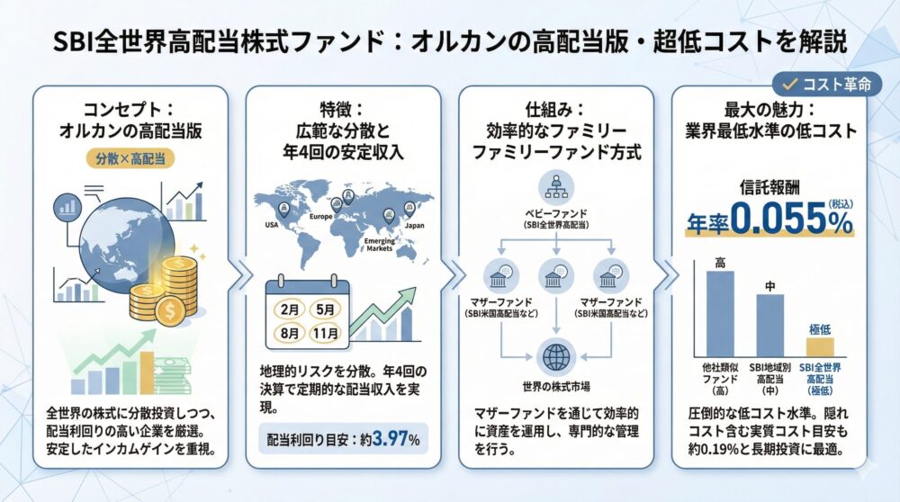 【2025年】SBI全世界高配当株式ファンドとは？オルカンとの違い/特徴を解説