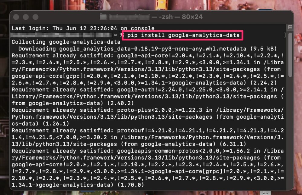 pip install google-analytics-data