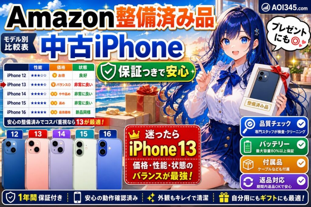 【スペック比較表】iPhone 12/13/14/15/16｜Amazon整備済み品