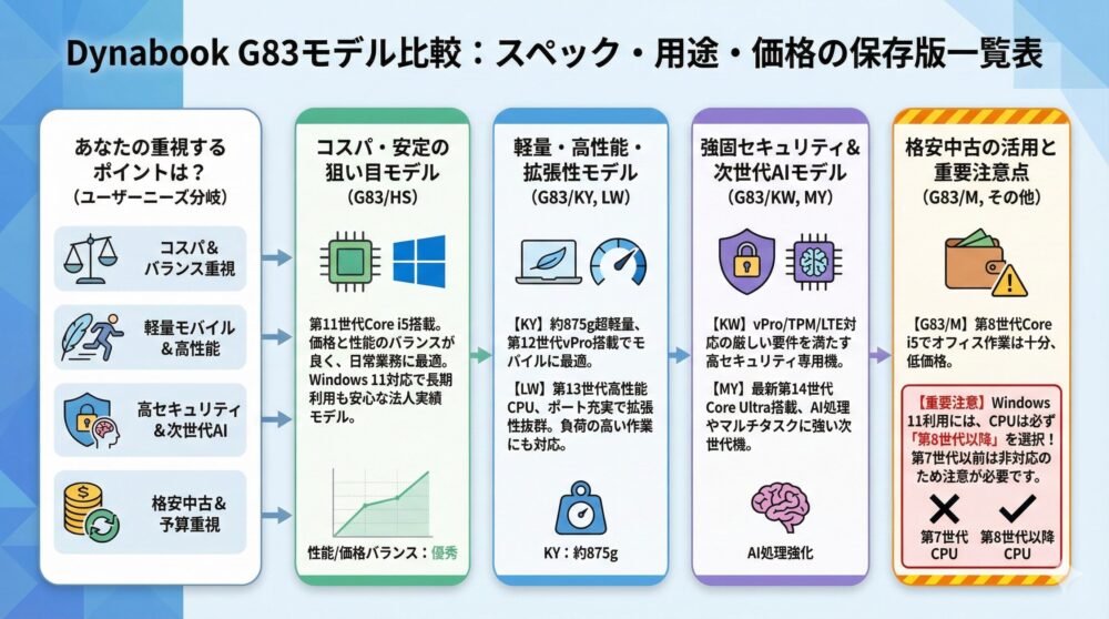 【G83モデル比較】スペック/用途/価格の違いが分かる保存版一覧表📊