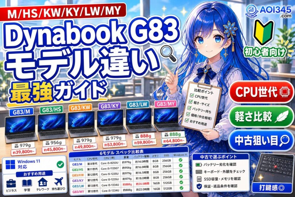 【2025年】Dynabook G83シリーズ比較｜違い/おすすめ/選び方