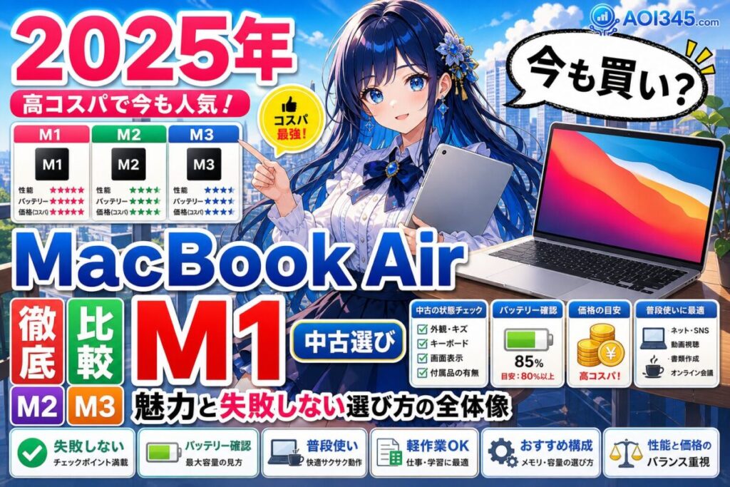 【2025年】Apple MacBook Air M1ガイド スペック/中古/活用法