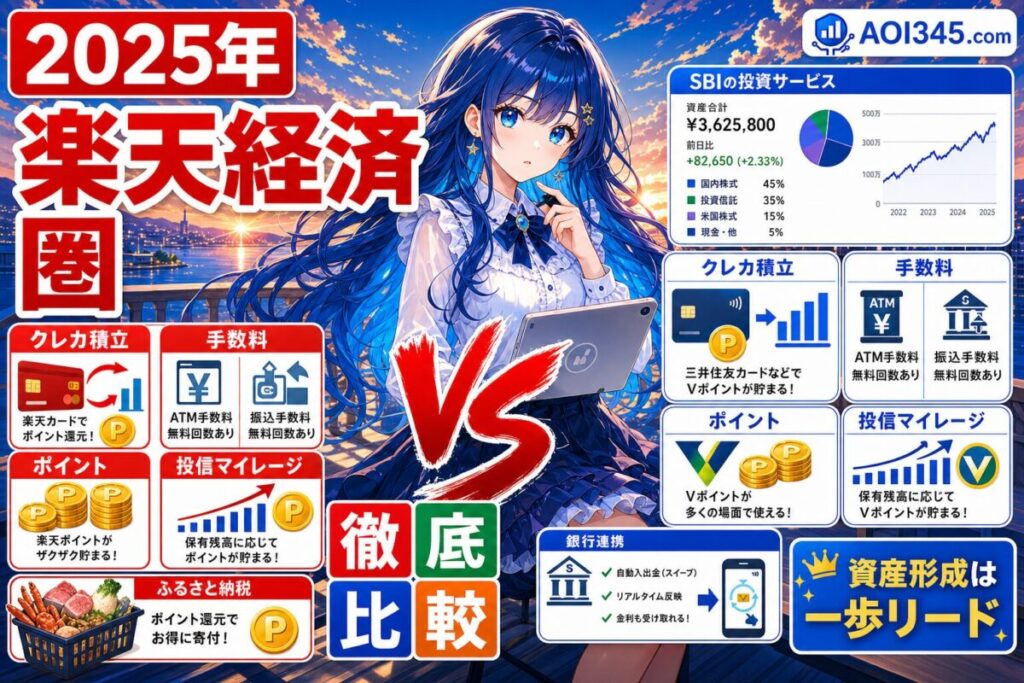 【2025年】SBI経済圏と楽天経済圏 クレカ積立/手数料/ポイント