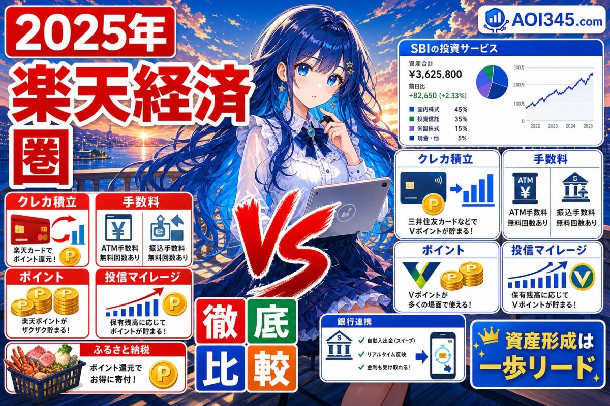 【2025年】SBI経済圏と楽天経済圏 クレカ積立/手数料/ポイント