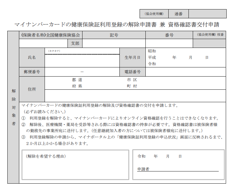 解除申請書