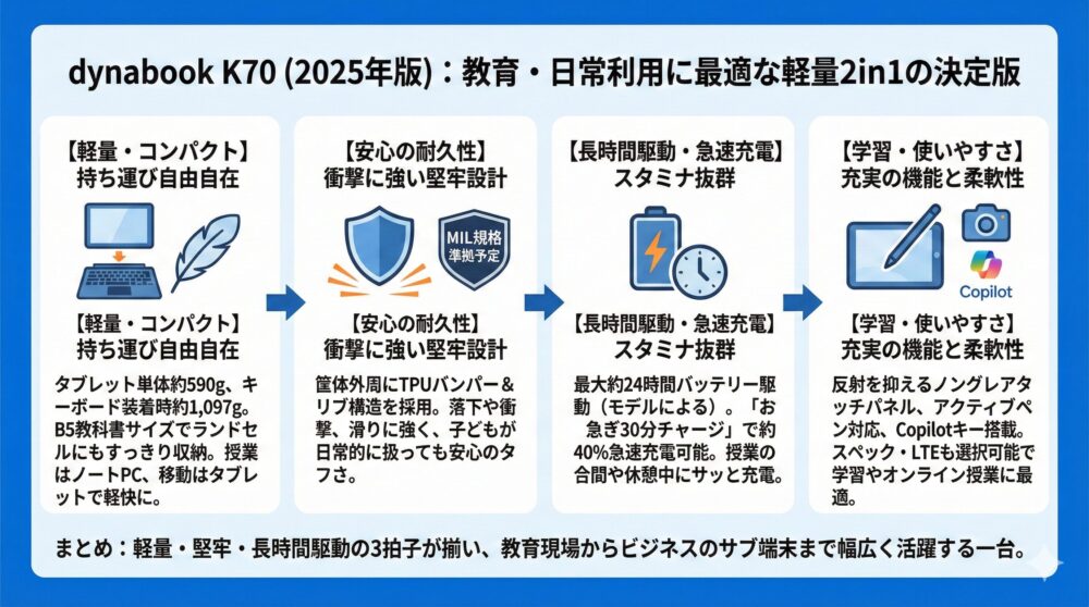 【2025年版】dynabook K60/K70の違いと選び方/用途別おすすめ/比較表