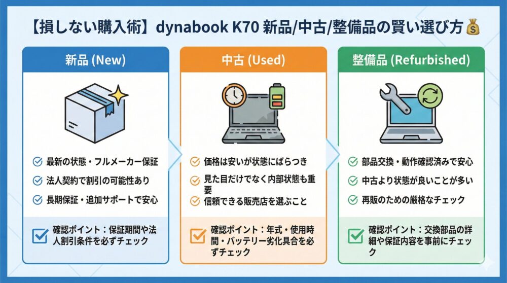 【損しない購入術】dynabook K70新品/中古/整備品の選び方💰