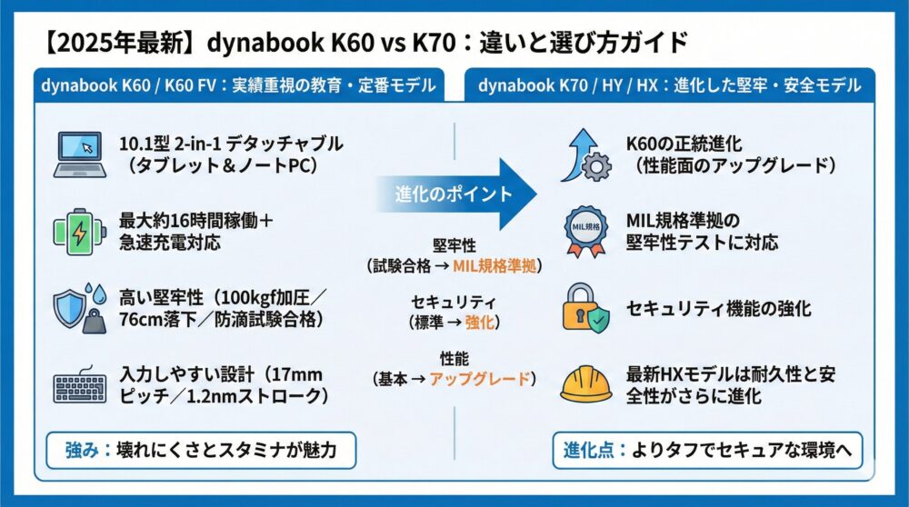 【2025年最新】dynabook K60/K70の違いと選び方✨初心者向けガイド