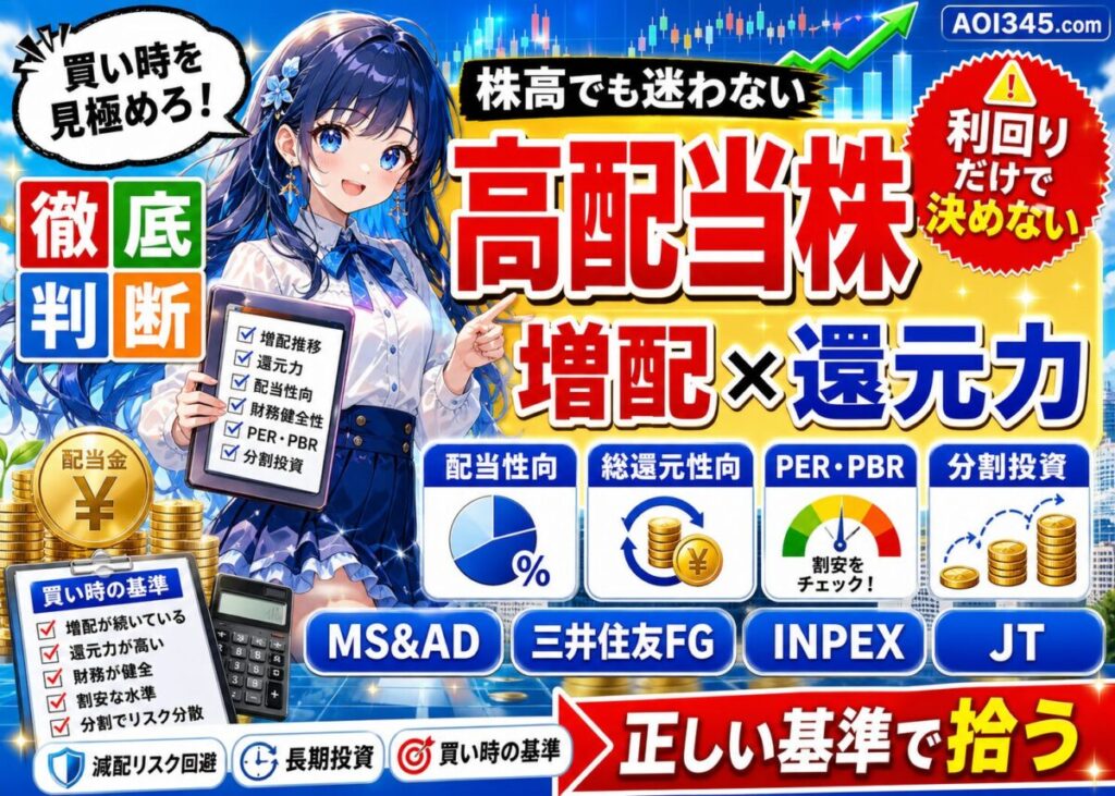 【高配当株8銘柄を徹底比較】利回り/割安度/増配実績で選ぶ投資先