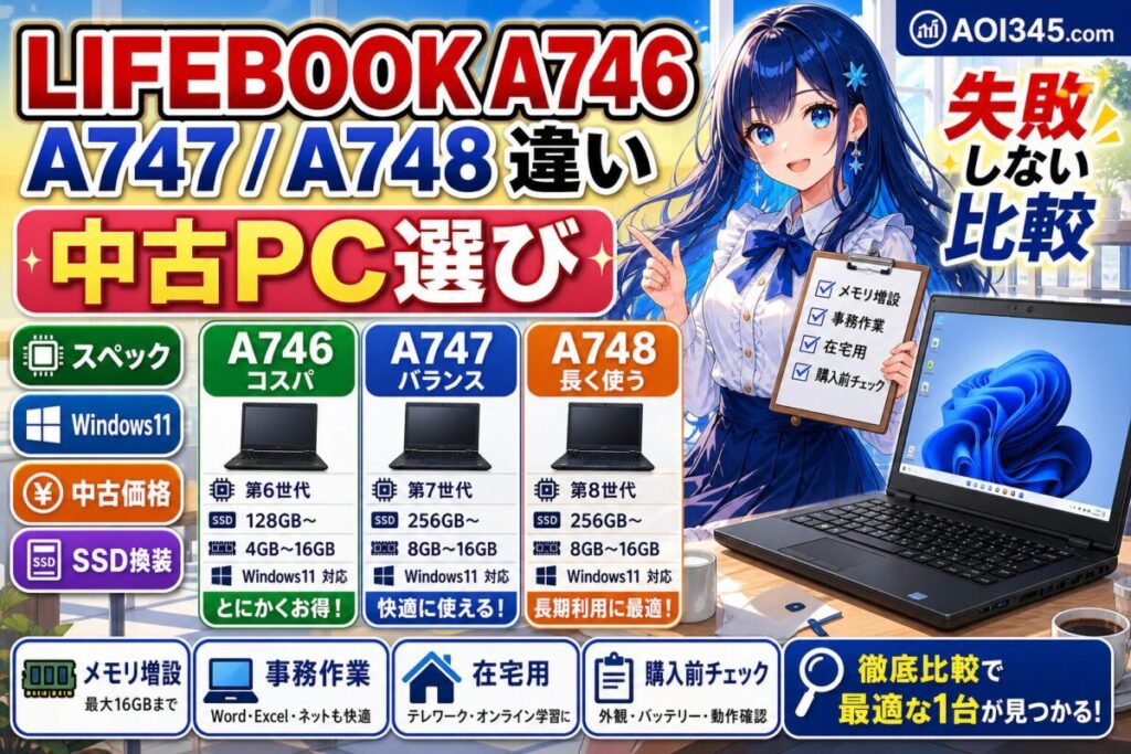 【富士通 Lifebook A746/A747/A748 違い】スペック/Windows11