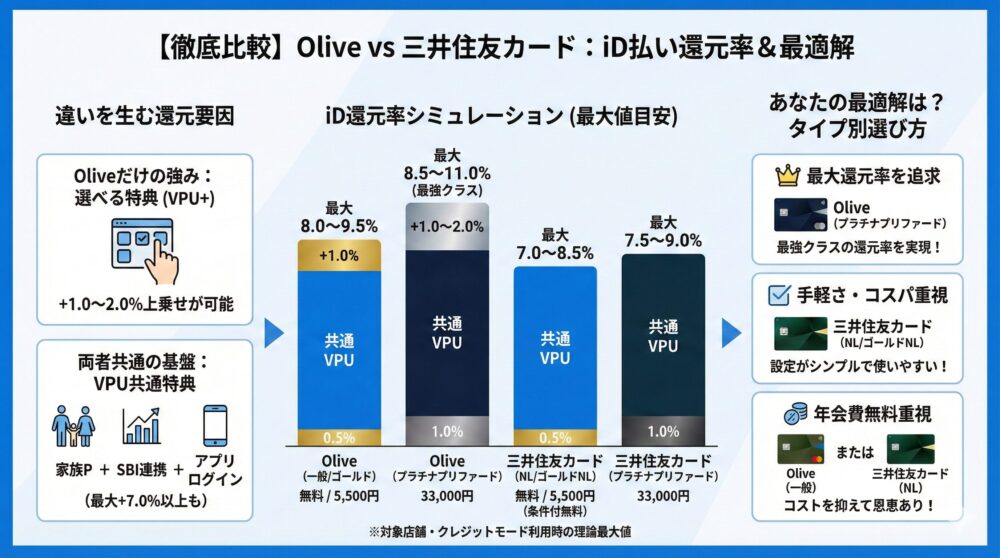 【徹底比較】Oliveと三井住友カードiD還元率比較表/最適解📈