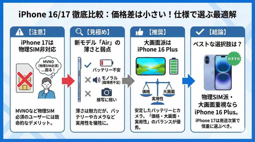【iPhone16/17徹底比較】価格差が小さいから仕様で選ぶ最適解📱