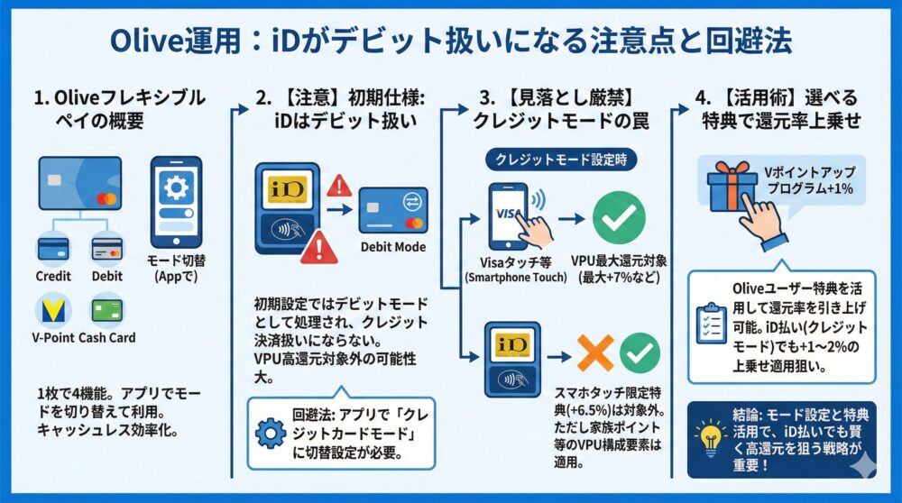 【Olive運用】iDがデビット扱いになる注意点と回避法⚠️
