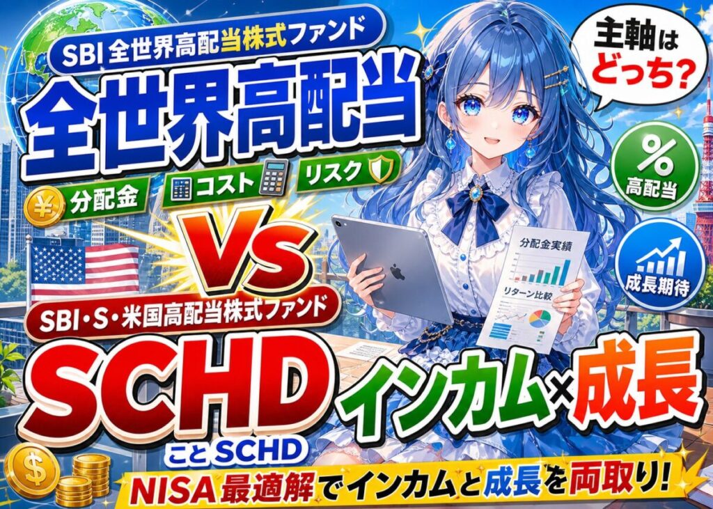 【SBI全世界×米国】全世界高配当とSCHDのインカムの最適解