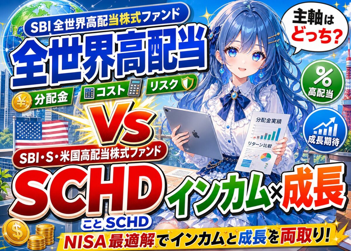 【SBI全世界×米国】全世界高配当とSCHDのインカムの最適解