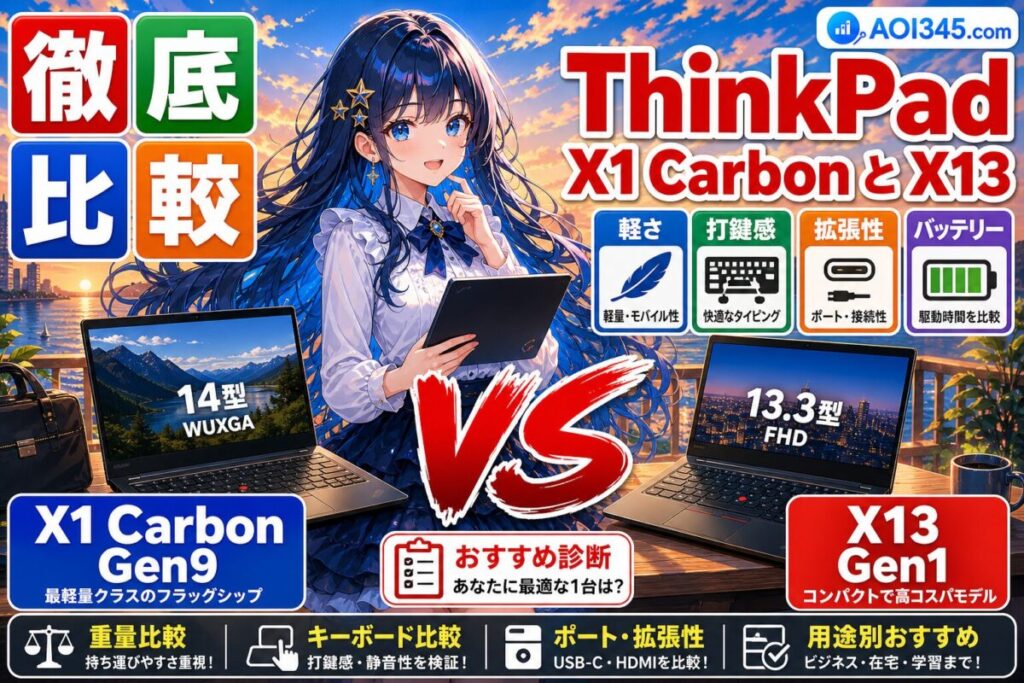 【2025年】ThinkPad X1 Carbon Gen9とX13 Gen1を徹底比較