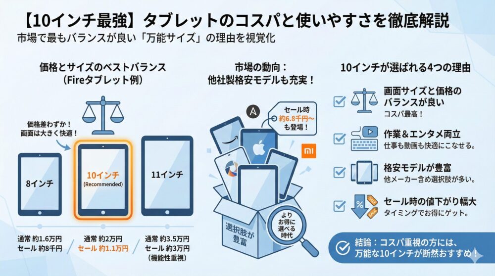 【10インチ最強】タブレットサイズのコスパと使いやすさを分かりやすく解説