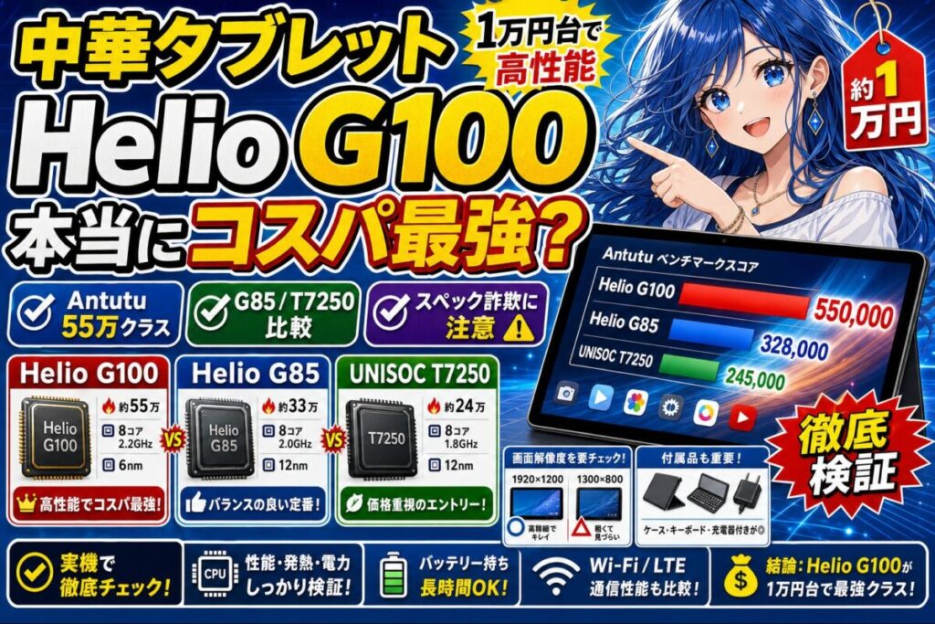 【BNCF 11 Helio G100 比較レビュー】最強！Antutu 55万