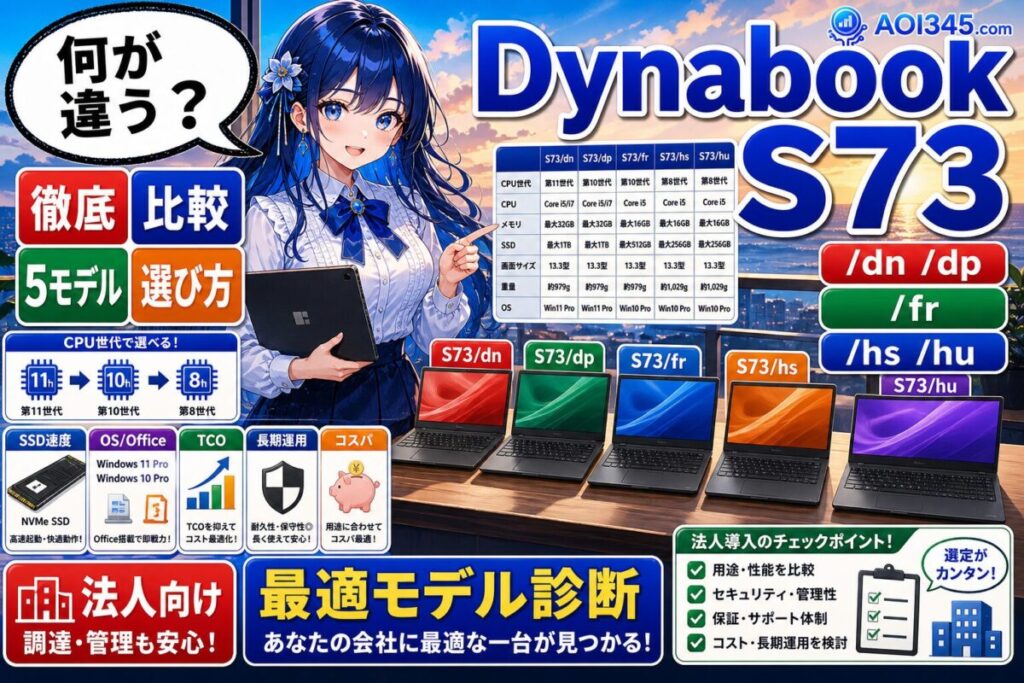 【徹底比較】Dynabook S73 /fr /hs /dp /hu /dnの違いを解説