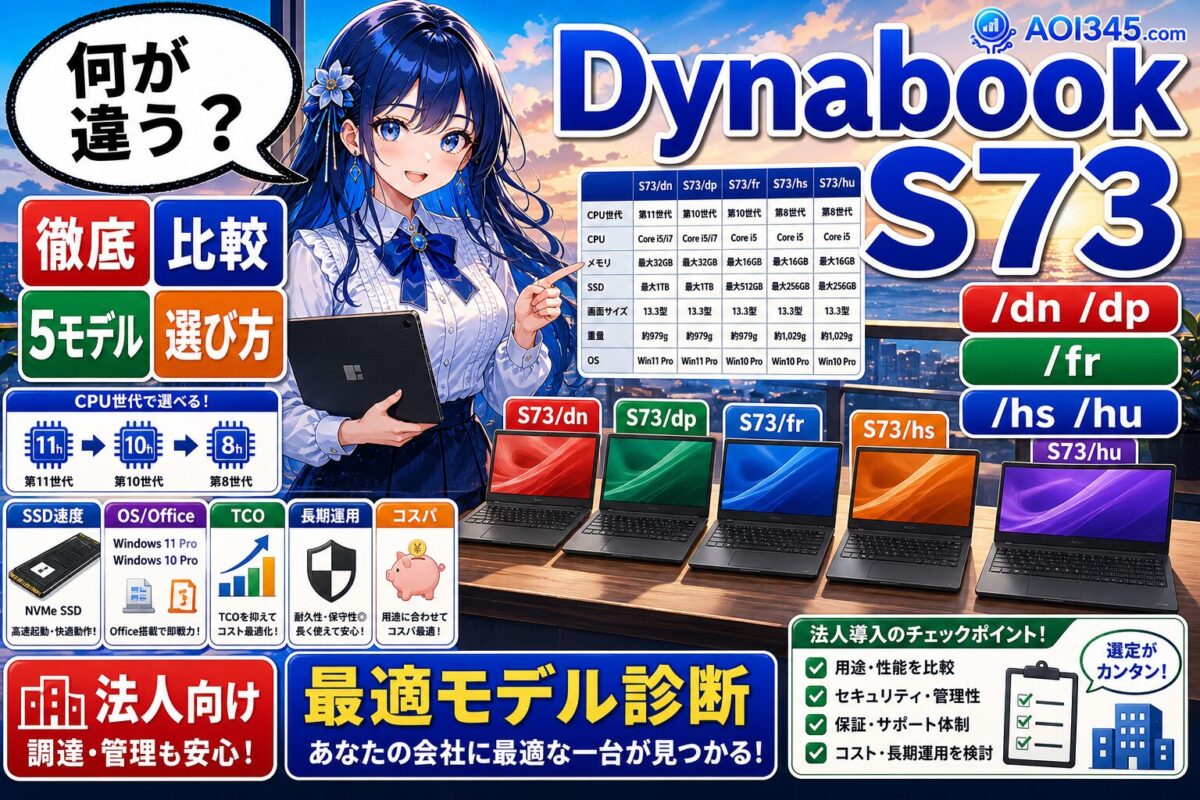 【徹底比較】Dynabook S73 /fr /hs /dp /hu /dnの違いを解説