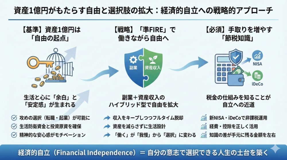 【実例】資産1億円で広がる生活の自由度と選択肢の変化を解説🔎