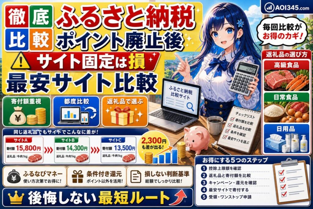 【ポイント廃止後ふるさと納税2026年】最安サイト比較と返礼品