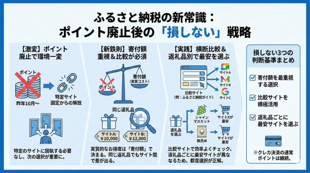 【激変ルール】ふるさと納税はポイント廃止でサイト固定が損になる😊