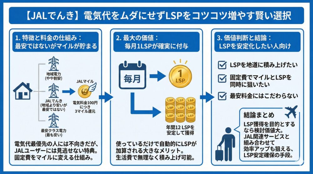 ✈️【JALでんき】電気代をムダにせずLSPをコツコツ増やす考え方を解説