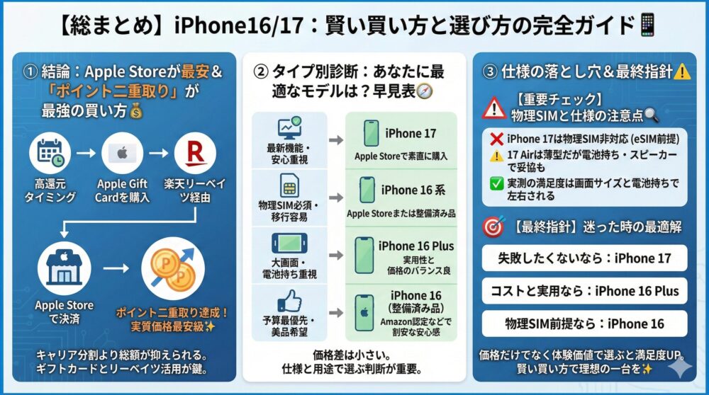【総まとめ】iPhone16/17の価格/仕様/買い方を一気に把握—完全版📱