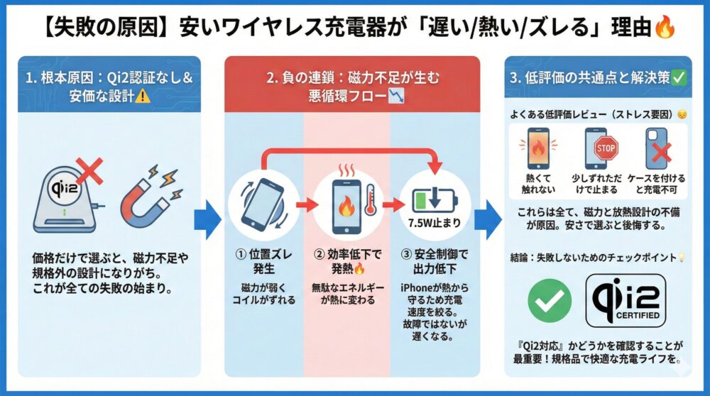 【失敗の原因】安いワイヤレス充電器が遅い/熱い/ズレる理由🔥