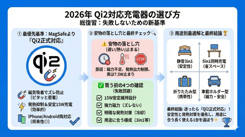 【まとめ】2026年に後悔しないQi2対応充電器の選び方を総復習🔋✨