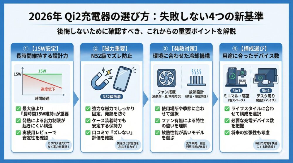 【選び方4点】2026年のQi2充電器はこの基準で失敗回避🔍✨