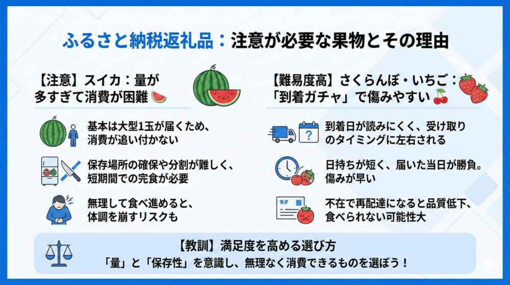 【果物の注意】スイカは量が多く食べ切りが大変になりがち🍉