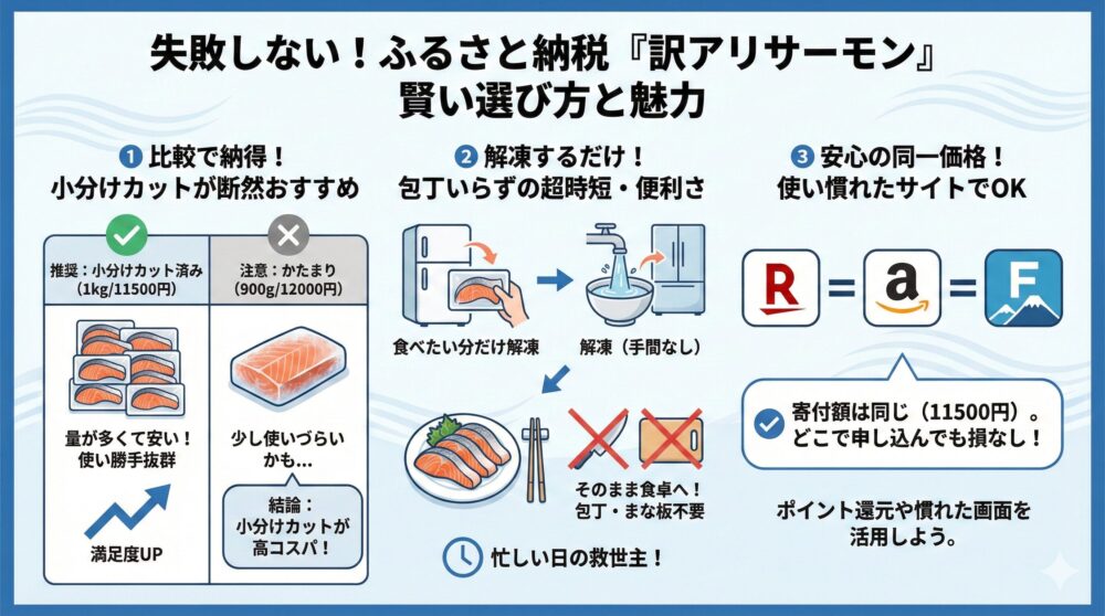 🐟【ふるさと納税サーモン】訳アリでも失敗しにくい刺し身の選び方を解説