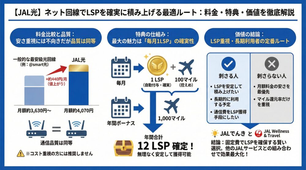 ✈️【JAL光】ネット回線の固定費でLSPを積み上げる最適ルートを解説