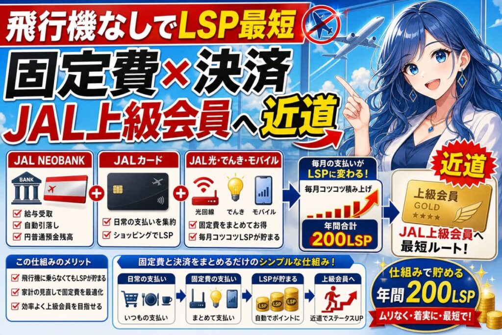 【年200LSP】飛行機なしで貯めるJAL銀行×固定費×JALカード
