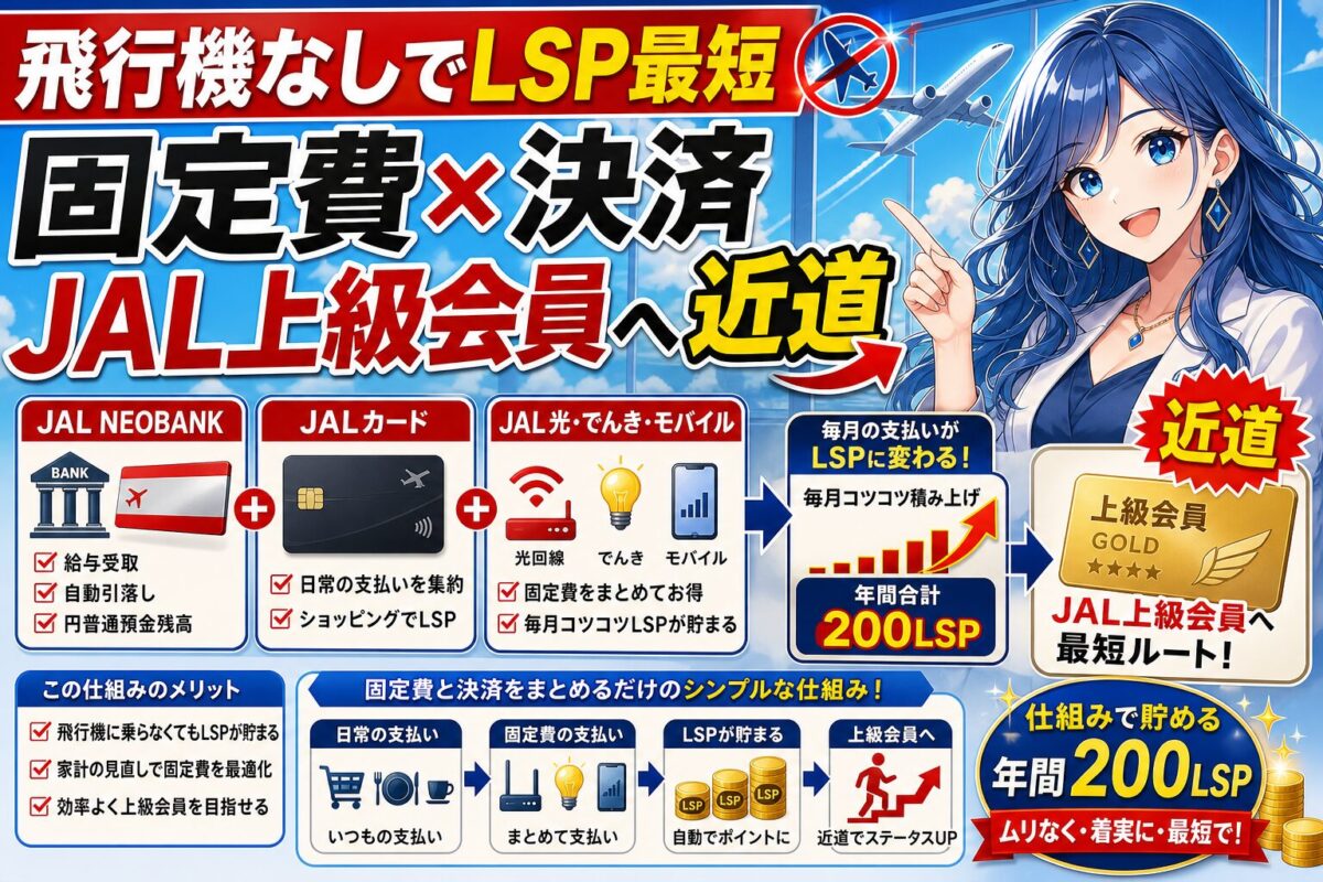 【年200LSP】飛行機なしで貯めるJAL銀行×固定費×JALカード
