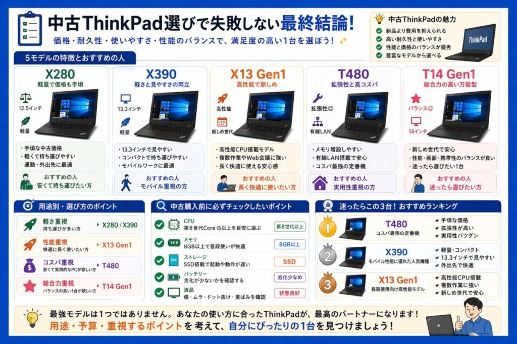 【総まとめ📚】中古ThinkPad選びで失敗しない最終結論集