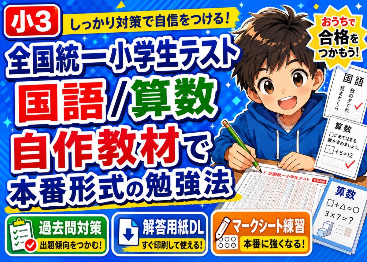 【全国統一小学生テスト小3過去問】解答用紙ダウンロード