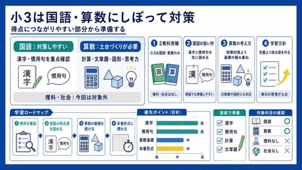 【小3は2教科対策】国語/算数にしぼる全国統一小学生テスト準備の進め方と要点🎯