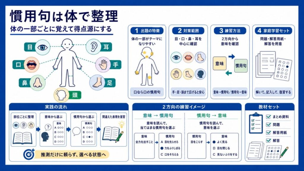 【慣用句は体で整理】目/口/鼻/耳から覚える小3国語の得点対策と覚え方のコツ集👀