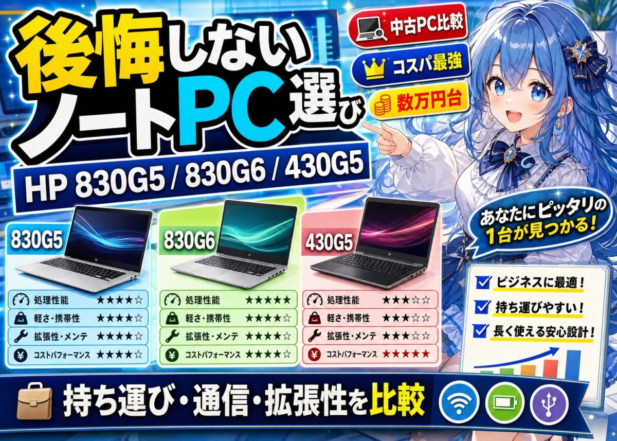【徹底比較】HP中古ノートPC3選!830 G5/830 G6/430 G5の違い