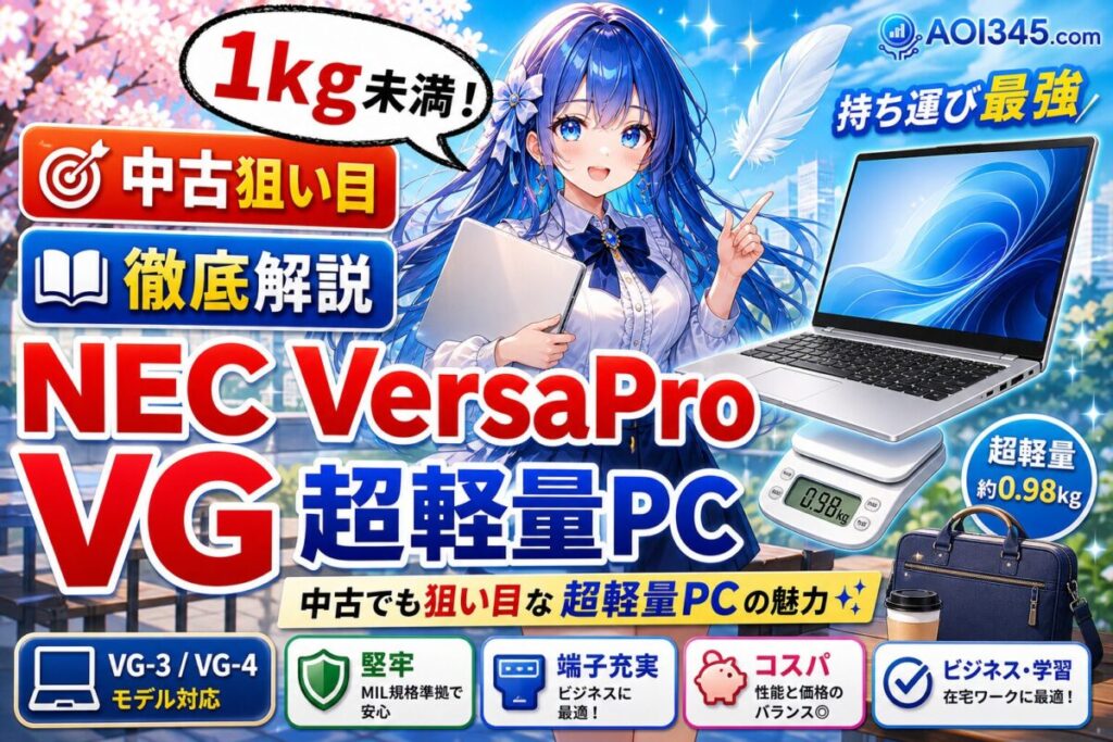 【NEC VersaPro VG】1kgを切る中古でも狙い目な超軽量PCの魅力