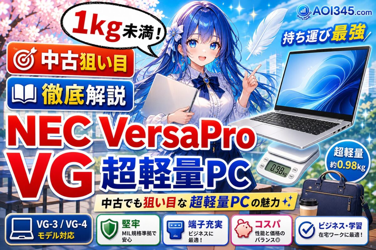 【NEC VersaPro VG】1kgを切る中古でも狙い目な超軽量PCの魅力