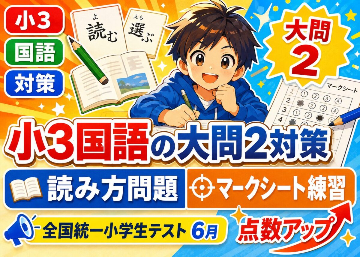 【全国統一小学生テスト小3国語】大問2：同じ漢字の読み方の対策