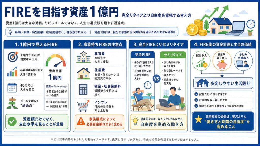 【FIREを目指す資産1億円】完全リタイアより自由度を重視する考え方