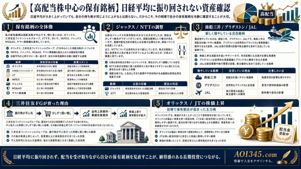 【高配当株中心の保有銘柄】日経平均に振り回されない資産確認