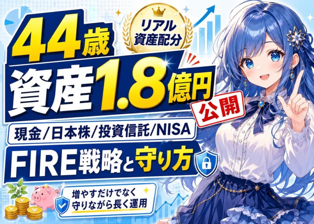 【44歳資産1.8億円公開】現金/日本株/投資信託/NISAで考えるFIRE戦略